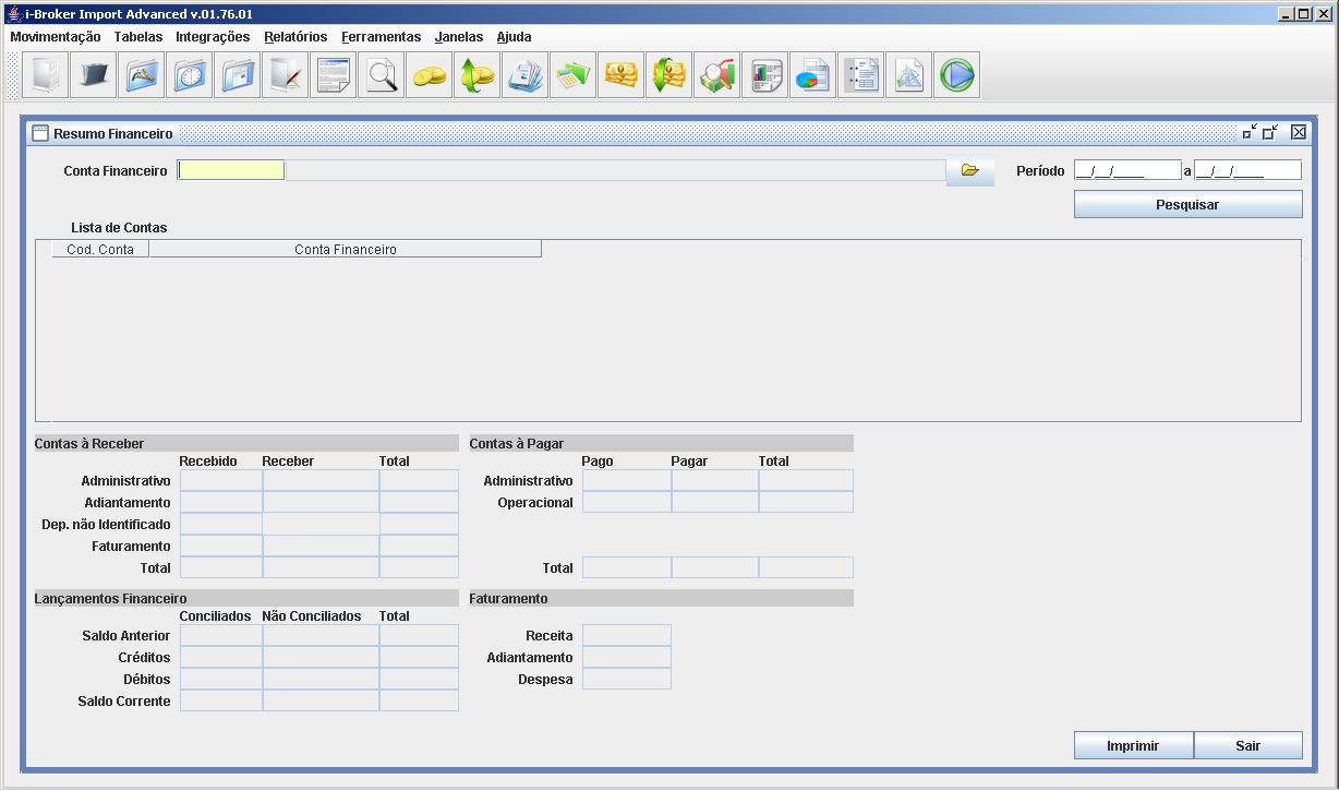 38. RESUMO FINANCEIRO O sistema gera de forma resumida os dados do módulo financeiro, conforme tela a seguir: Além de visualizar os dados em tela, você poderá efetuar a impressão desse resumo. DICA!