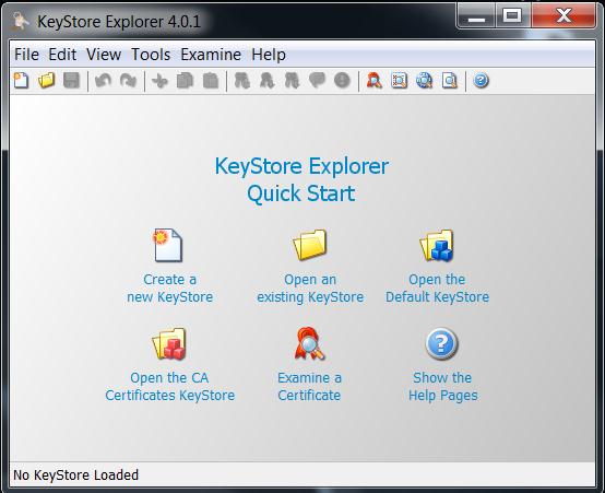 Após executar o KeyStore Explorer, será apresentada a seguinte tela conforme figura abaixo: Clique nesta opção