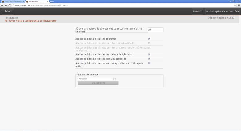 Configurar Para dar inicio ao processo de configuração, deverá primeiro aceder, no menu principal, a Escolha a opção.