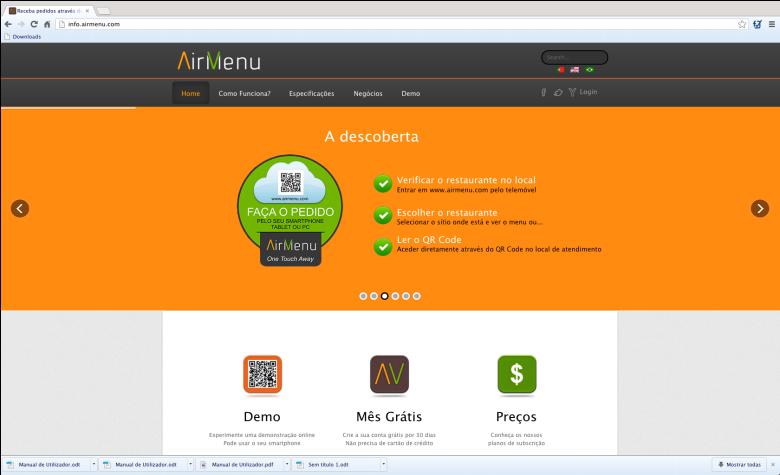 Criar conta de Administrador Aceda a www.info.airmenu.