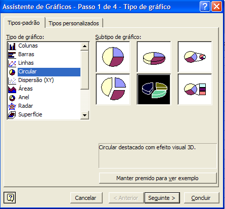 8.2. Criar gráficos Para criar gráficos: Seleccione as células que contém os dados a representar sob a forma gráfica; Seleccione o menu Inserir a opção Gráficos; Clique sobre o tipo de gráfico que