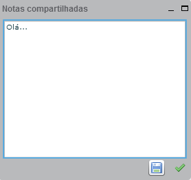 Notas compartilhadas As salas de webconferência do Mconf contam também com um bloco de notas no qual o professor pode fazer as anotações e