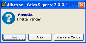 1.6 Finalização / Cancelamento da venda Caso o Operador escolha a opção SIM, o sistema fecha o cupom fiscal, mostra o valor do troco ou abre a seção do TEF (quando venda com cartão) em seguida abre a