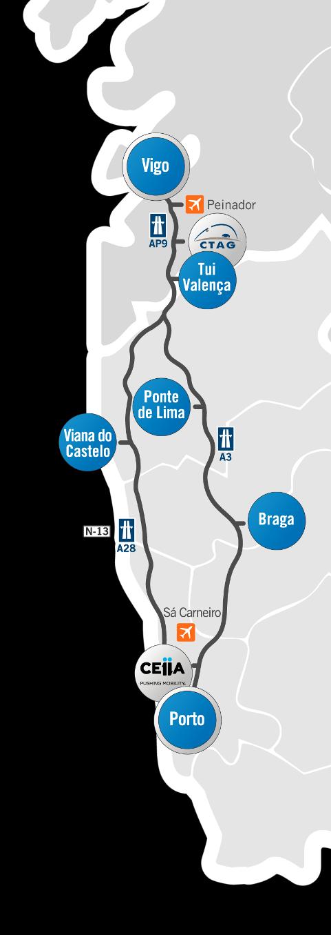 projectos smart PROJECTO TRANSFRONTEIRIÇO MOBI2GRID senvolvimento de inovação Produto genharia logação ré-series ialização Corredor transfronteiriço de mobilidade inteligente Porto - Vigo CTAG/ CEIIA
