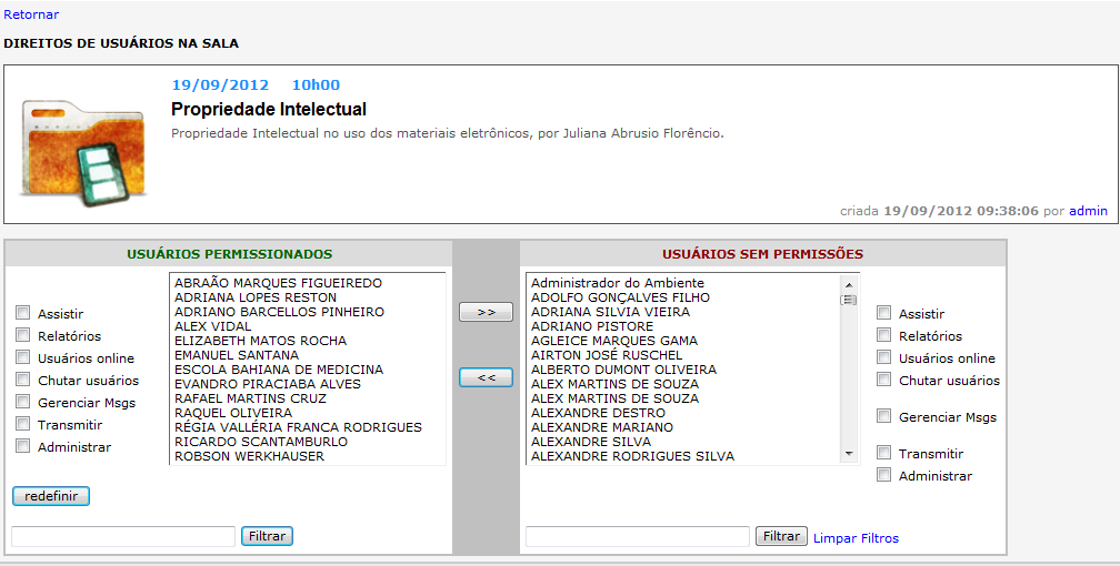 CONFIGURAÇÃO DE PERMISSÕES.