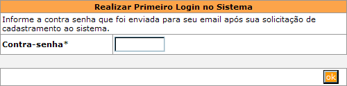 Note que há uma contrassenha. Você irá utilizar o valor dela para acessar o SAGe na primeira vez. Para isso, volte à tela de identificação indo até o endereço http://www.fapesp.