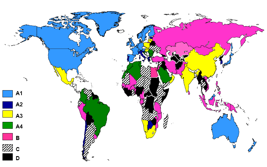Risco de Crédito Mundial - 2008 Figura 3 Mapa
