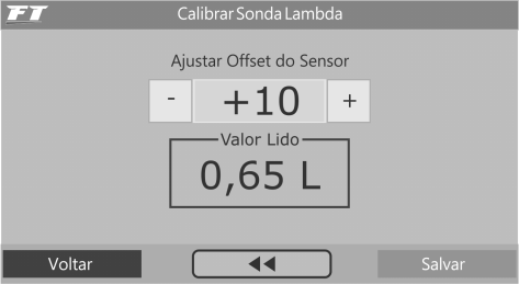 9.7 Quarto Passo - Verificação dos Sensores e Calibração do Sensor de Posição da Borboleta (TPS) Este menu permite configurar todas as entradas de sensores de temperatura e pressão conectados ao