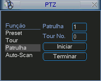 Tour Obs.: para configurar um tour é necessário já ter configurado um preset. A função Tour realiza o acionamento de uma sequência de presets.