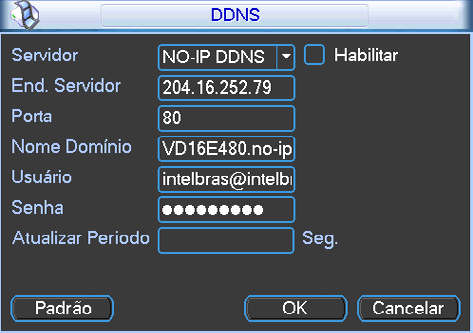 10. Será necessário definir o IP do servidor do No-IP para o DVR poder acessar esse serviço de DDNS.