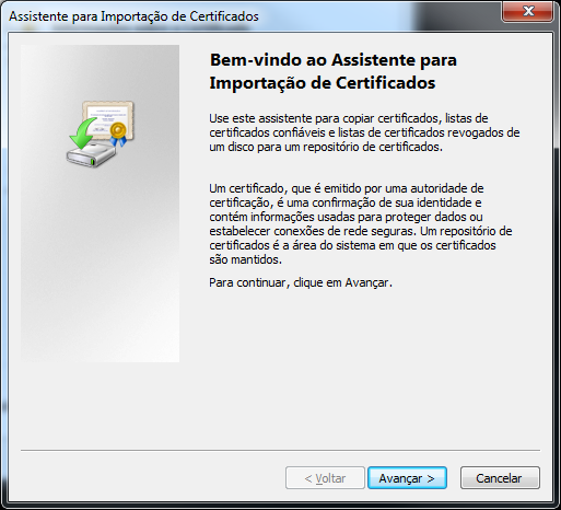 7. Instalação do da Cadeia de Certificação V2 Para realizar o download da cadeia de certificação V2 copie e cole o link a seguir no navegador http://acraiz.icpbrasil.gov.br/icp- Brasilv2.