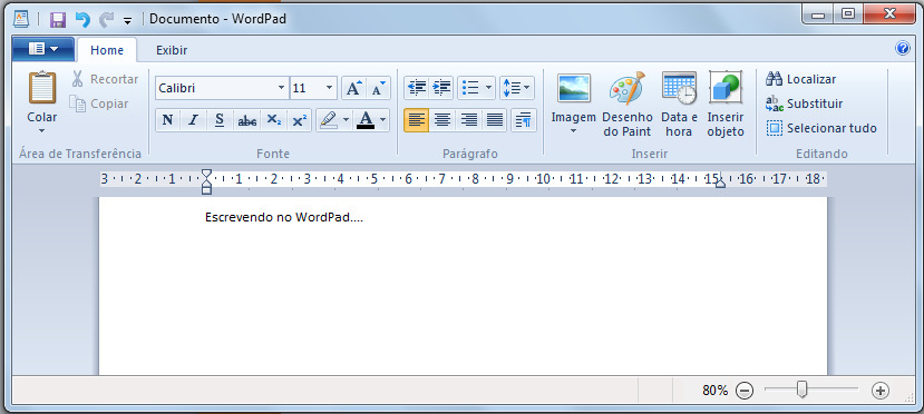 WORD PAD Editor de texto com formatação do Windows. Pode conter imagens, tabelas e outros objetos.