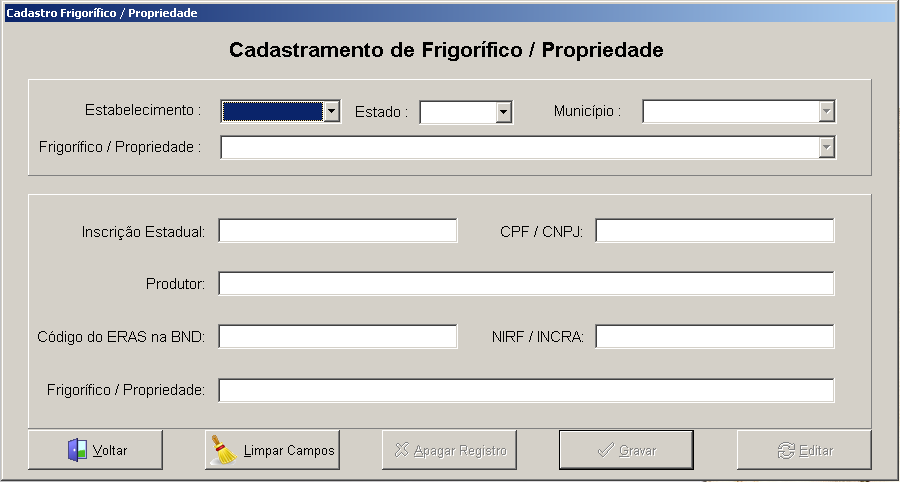 Selecionar o estado e município; Manual de Instruções DataCollection Preencher os outros campos com as informações do estabelecimento; Clicar em Gravar para armazenar o cadastro.