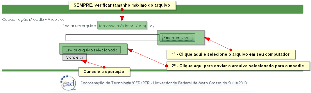 Se o arquivo desejado já está no ambiente, basta procurá-lo e clicar em Escolher, link que aparece a frente de cada arquivo.