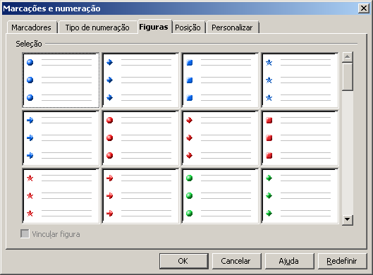 5.4.1 Tipo de numeração Lista os tipos de numeração disponíveis para uso, tais como: (1,2,3); (a,b,c); (I,II,III), etc.