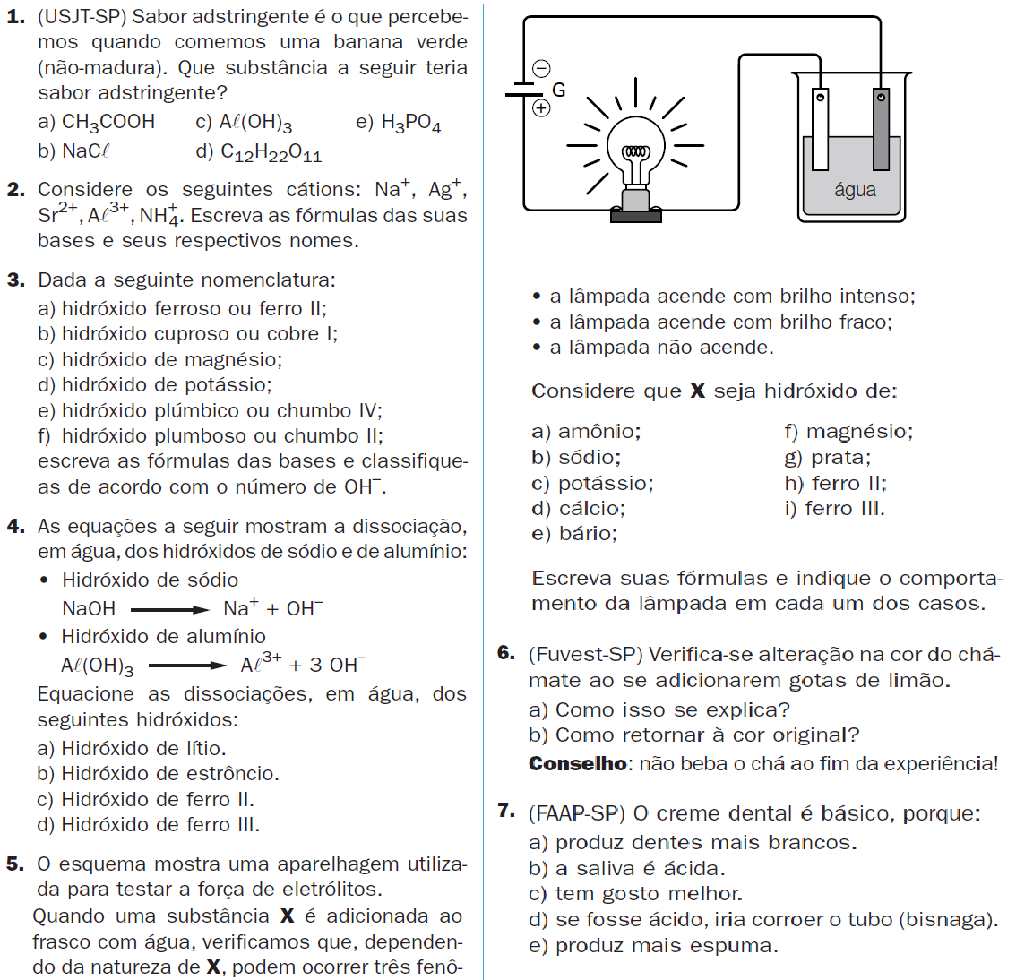 O hidróxido de amônio (NH4OH), que é uma base proveniente de substância molecular a amônia (NH3(g)) e não de metal, contraria essa regra, pois, embora se dissolva facilmente em água, ela apresenta um