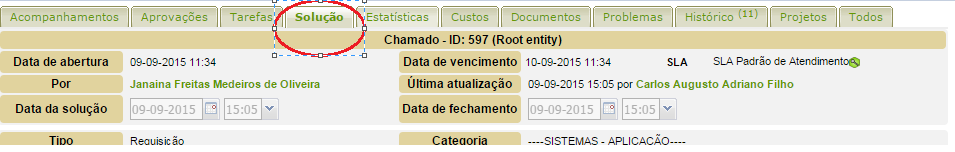 5. Inserindo Acompanhamentos nos Chamados Ao acessar os Chamados Abertos, o usuário poderá comentar o mesmo na opção Adicionar um novo acompanhamento, caso seja necessário adicionar uma nova