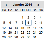 7.3 Calendário O portlet Calendário é utilizado para visualizar datas e eventos que foram cadastrados no portal.