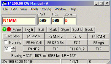 A janela de entrada de QSOs ( Entry Window ) É a janela principal do N1MM na qual constam a barra de menus e os campos para entrada dos contatos realizados.
