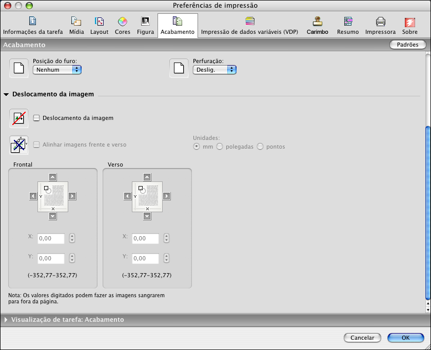 IMPRESSÃO NO MAC OS X 24 NOTA: Para exibir as configurações do ColorWise a partir do EX Print Server nessa caixa de diálogo, verifique se a opção Comunicação de duas vias está ativada.