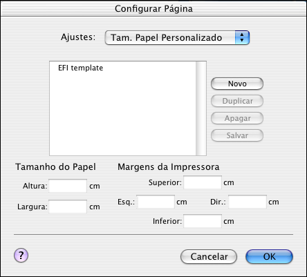 IMPRESSÃO NO MAC OS X 30 Definição e edição de tamanhos de páginas personalizados em Configuração da página Com os tamanhos de página personalizados, você define as dimensões e as margens da página.