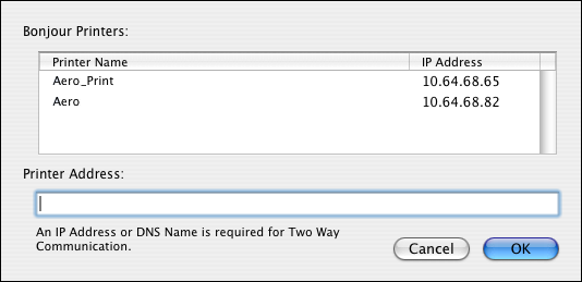 IMPRESSÃO NO MAC OS X 35 Ativação da Comunicação de duas vias Se você ativou uma rede TCP/IP, poderá recuperar o status da impressora digital e as configurações do ColorWise do EX Print Server e