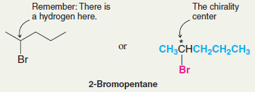 3.5. Exercício resolvido O 2-bromopentano tem um centro quiral? Se sim, escreva as estruturas tridimensionais para cada enantiômero.
