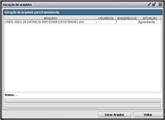 Arquivos Figura 44. Geração de arquivos 2. Clique em Gerar Arquivo. Surge a mensagem: 3. Clique em OK.