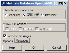 Servidor OpenLAB Shared Services 3 Procedimentos de Manutenção 2 Clique com o botão direito no banco de dados e selecione Maintenance... O seguinte formulário é exibido.