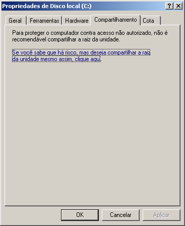 Se aparecer uma tela para você ativar o compartilhamento, clique no link Se você sabe que há risco, mas deseja.