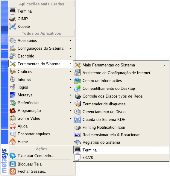 13.3.8 Acesso ao servidor através das máquinas cliente Você poderá acessar o servidor através de qualquer máquina cliente, também chamada thin client, através do terminal.