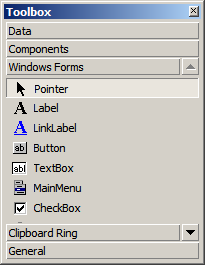 Janela Toolbox A janela Toolbox (ou Caixa de Ferramentas ) pode ser aberta pelo menu View > Toolbox. É ela que comporta os controles (componentes) que podem ser inseridos nos projetos.