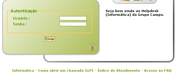 4 -Acessando o GLPI Acesse pelo browser (Internet Explorer, Mozilla Firefox,Google Chrome, etc), depois será