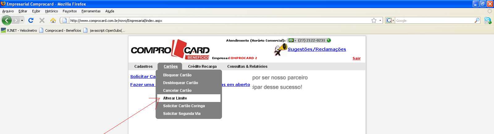 1.2 - Fazer fatura alterando limite dos cartões É possível também fazer uma fatura alterando limite dos cartões. Este processo também é bem simples.