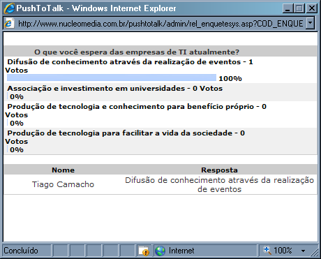 5.1 Clicand em Visualizar Resultad, administradr/mderadr visualizará resultad antes de dispnibilizá-l para tds s usuáris da sala. 5.