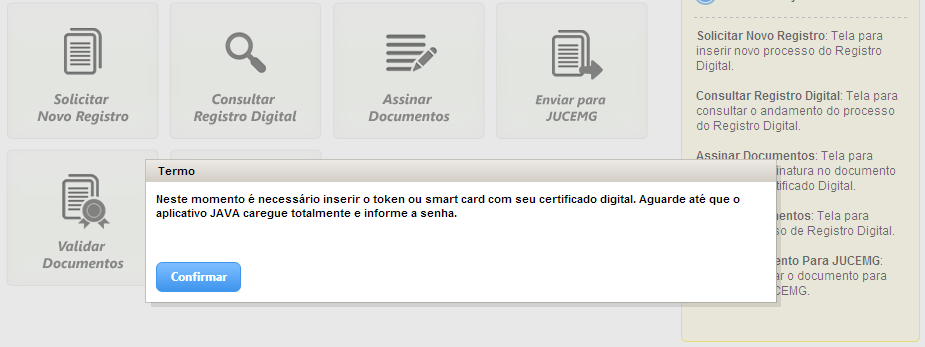 4.3. Assinar Documentos Para assinar os documentos do processo, clique em Assinar Documentos.