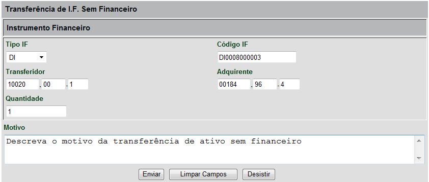 Transferência de I.F. Sem Financeiro.