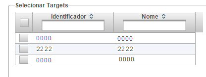 5. No painel identificado como Selecionar Targets, você irá selecionar