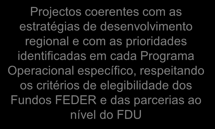 Iniciativa JESSICA Áreas de investimento Reabilitação e regeneração urbanas em cidades de média/grande dimensão Investimentos em integração social, desenvolvimento cultural e infra-estruturas de