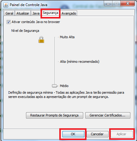 INSTALANDO O JAVA Para os leitores biométricos, deve-se utilizar a versão Java 7.25, caso seu computador esteja com uma versão do Java superior a esta desinstale e instale a versão recomendada.