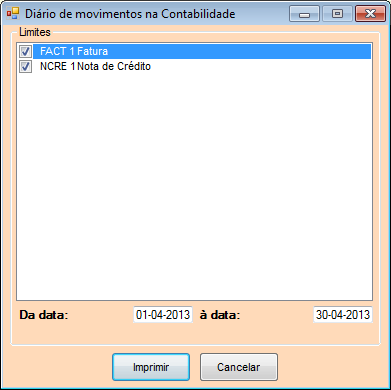 Diário de Movimentos na Contabilidade Esta rotina permite-lhe visualizar e imprimir um diário