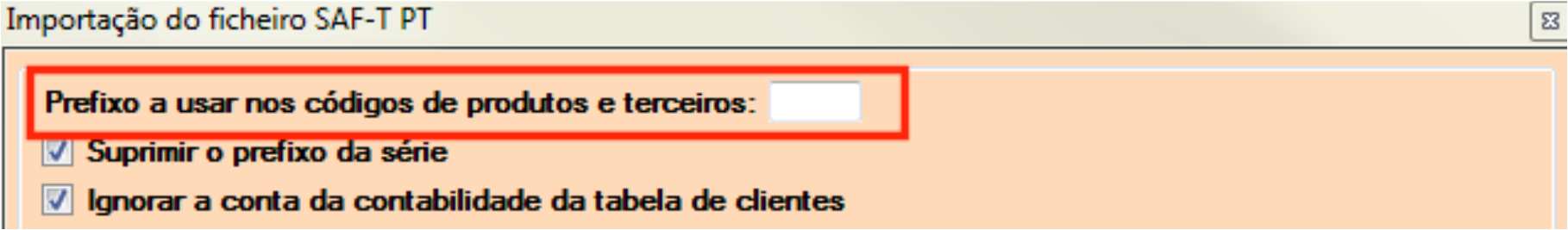 Novas Melhorias Implementadas Foi criado mais um campo para definir um prefixo na importação do SAFT.