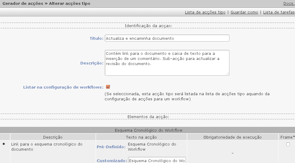 116 CAPÍTULO 2. FUNCIONALIDADES DO IPORTALDOC Figura 2.151: Página de Modificação da ação (imagem parcial) Quando terminar de editar a ação, clique por favor no botão Modificar no fundo da página.