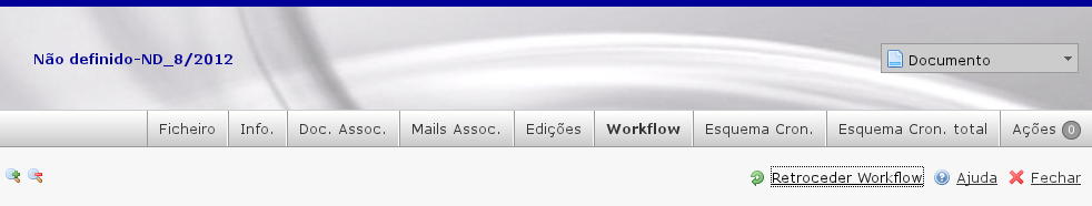 3.3. CONFIGURAÇÃO DE FLUXOS DE TRABALHO E TIPOS DE DOCUMENTO173 workflows. 3.3.2 Retroceder Estados no Workflow Agora é possível recuar, a qualquer momento, o estado de um workflow, independentemente