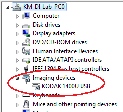 Etapa 5: se o scanner Kodak Trüper/Sidekick não for mostrado no ramo "Dispositivos de digitalização" e você já tiver instalado o CD de instalação do Kodak Trüper/Sidekick que veio com o scanner,