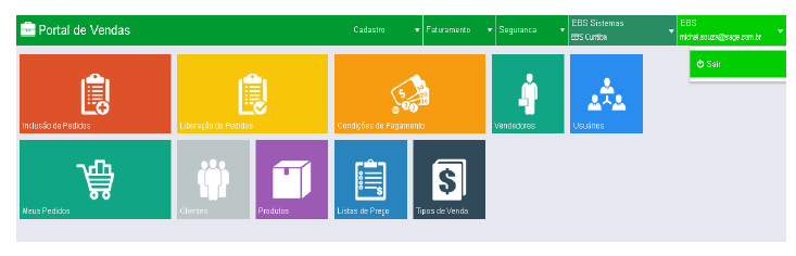 No menu Informações Extras (localizado no lado esquerdo) contém informações como a Unidade de Negócio e o Estabelecimento o qual pertence o usuário.