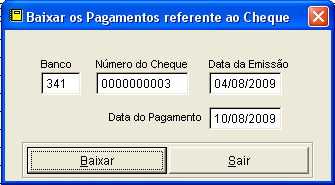 11. Baixando o Pagamento da Comissão a) Selecione a cobrança que deseja e clique no botão Baixar. b) Preencha o número do banco e o número do cheque e clique no botão Baixar.