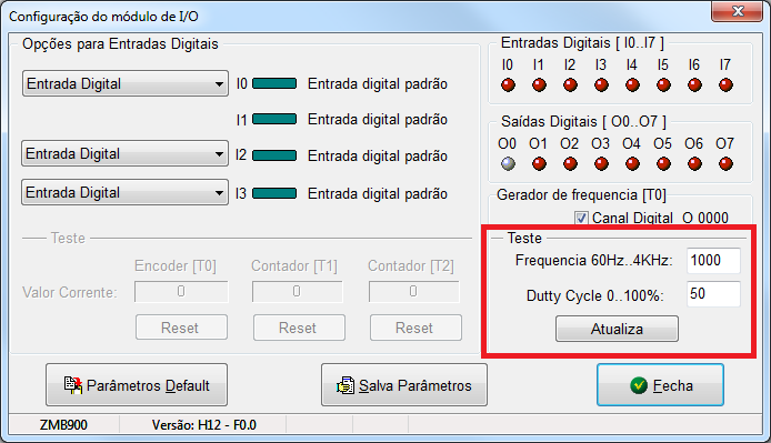 É através desta que será configurado o canal O0 como gerador de frequência.