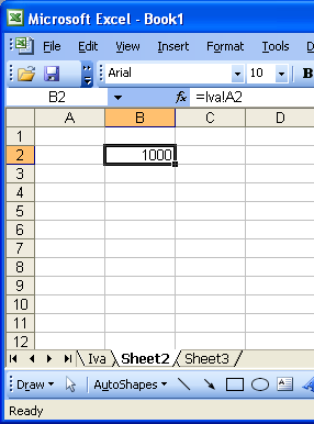 Tipos de Referência Referências a outras folhas (sheet) do trabalho (workspace) Sintaxe [nome da