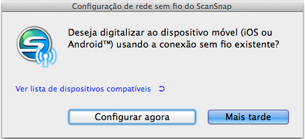 Instalando no Mac OS 11. Siga as instruções da tela para verificar a conexão entre o ScanSnap e o computador.